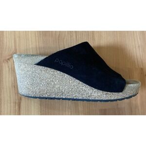 Birkenstock Papillio Black Suede Namica Wedge Platform Slip On -EU 37 / US 6.5